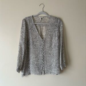 Joie Silk  V-Neck Subtle Animal Print Silk Blouse
Small